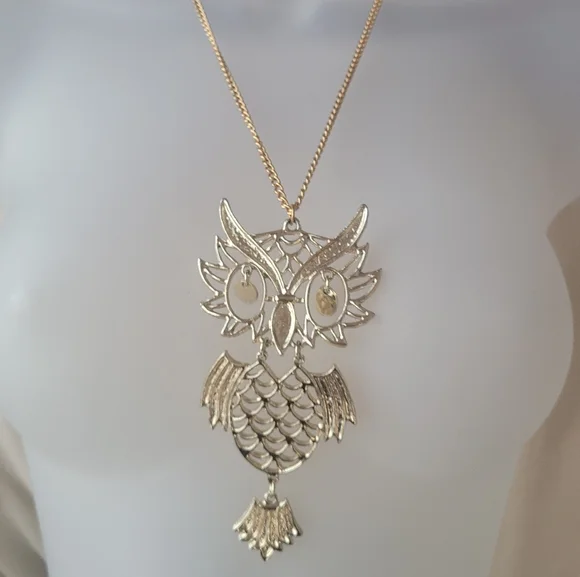 1980s XL Owl Necklace - Picture 2 of 7